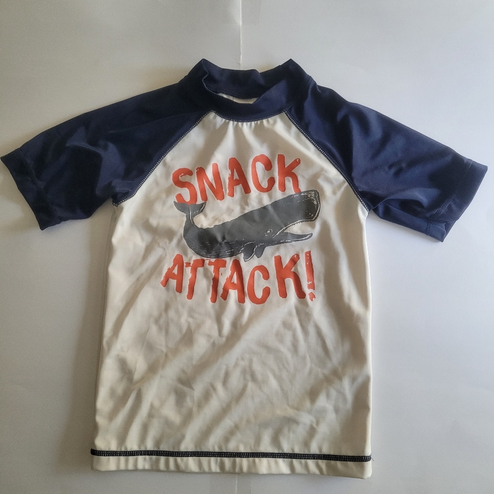 Gymboree Rashguard Boys 7 Short Sleeve Swim Shirt Snack Attack Shark